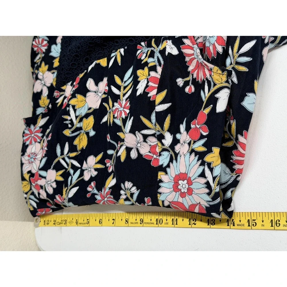 Anthropologie Moulinette Soeurs Dress Womens 4 Navy Floral Corduroy Crochet Boho
